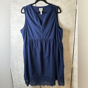 St. John's Bay Navy sleeveless dress with Eyelet Details on hem plus size XXL